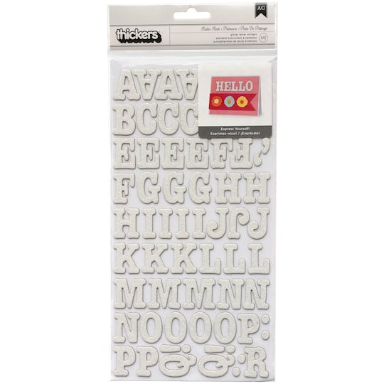 Thickers&#x2122; White Glitter Roller Rink Chipboard Alphabet Stickers